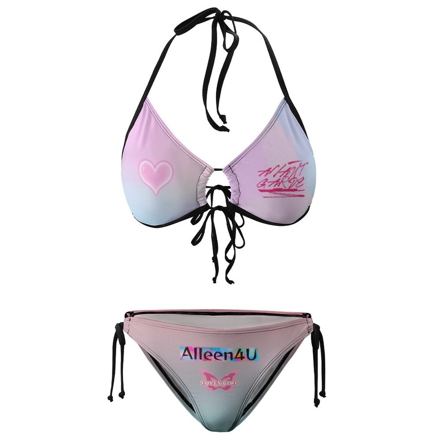 Bikini met Zwarte Dunne Bandjes
